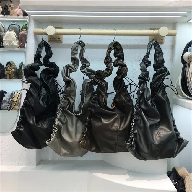 Mode Plissee Frauen Schulter Tasche pu Leder umhängetasche Luxus Designer Weibliche Achselhöhle tasche dame Handtaschen bolsa