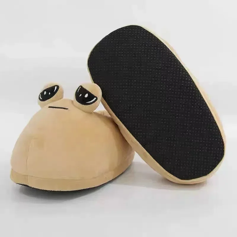 Pou Black Cotton Slipper Anime Plush Slippers Cartoon Soft Stuffed Fluffy Thick Non-slip Shoes Couple Indoor Slippers