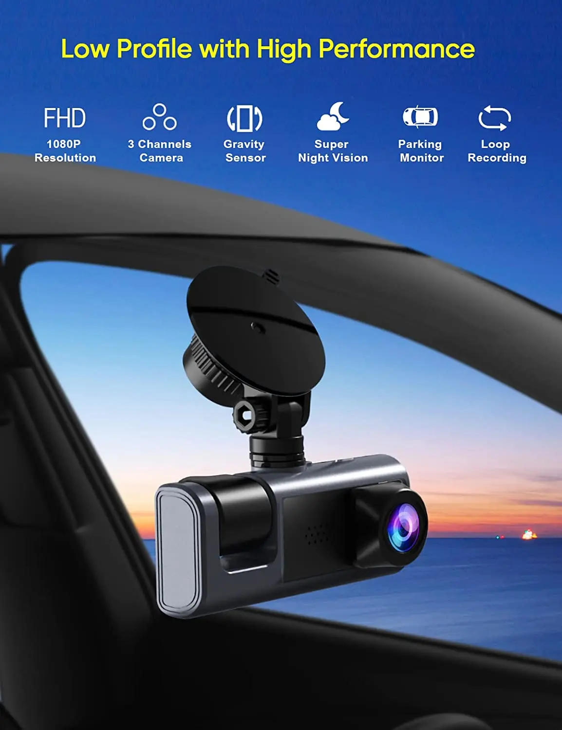 3 cameras Dash Cam For Cars Front HD1080P Interior and Rear recording Night Vision IR Cabin Light with 2 inch IPS Screen Car DVR