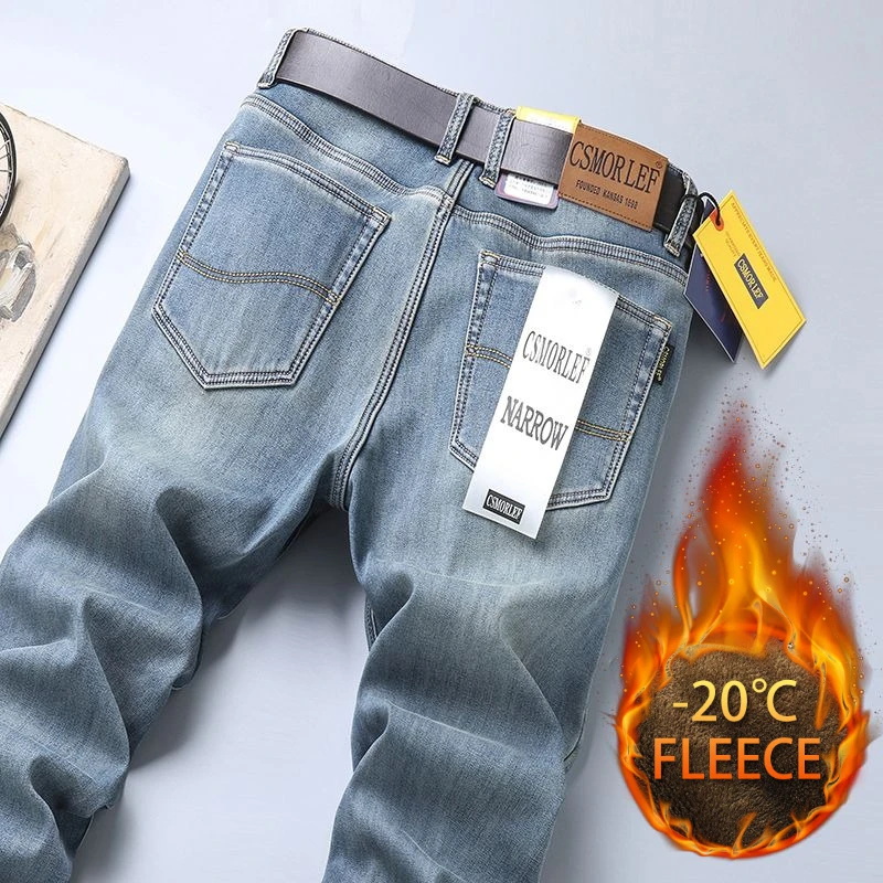 الخريف والشتاء أفخم الجينز الرجال ضئيلة مستقيم الراقية الفاخرة أزياء العلامة التجارية الرجعية عارضة سراويل أنيقة أزياء الرجال السراويل #2