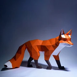 68cm Fox Large Animal Paper Model Corridor Ornament Papercraft Handmade 3D Origami Model Home Decor DIY Low Poly Creative Toys