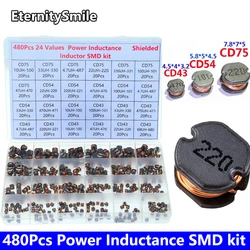 Inductance de puissance blindée, CD43, CD54, CD75, 24 valeurs, kit InEventSMD, 3,3 UH, 4,7 UH, 10UH, 22UH, 33UH, 47UH, 100UH, 470UH, 680UH, boîte de 480 pièces