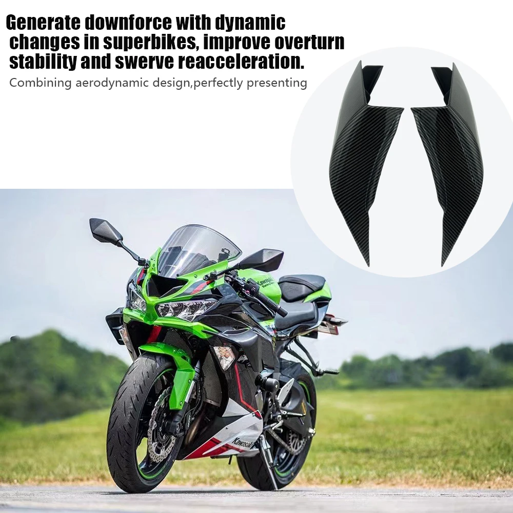 For KAWASAKI ZX-6R ZX6R ZX-636 Motorcycle Carbon Fiber Fairing Components Pneumatic Wing Kit Fixed Wing Fairing Wing 2019-2023