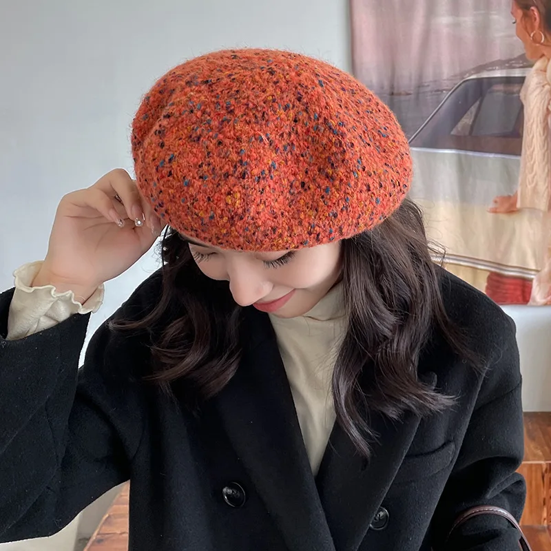 INS Beret Autumn and Winter Women Japanese Wild Student Painter Hat Outdoor Warm Knitted Pumpkin Hat Casquette