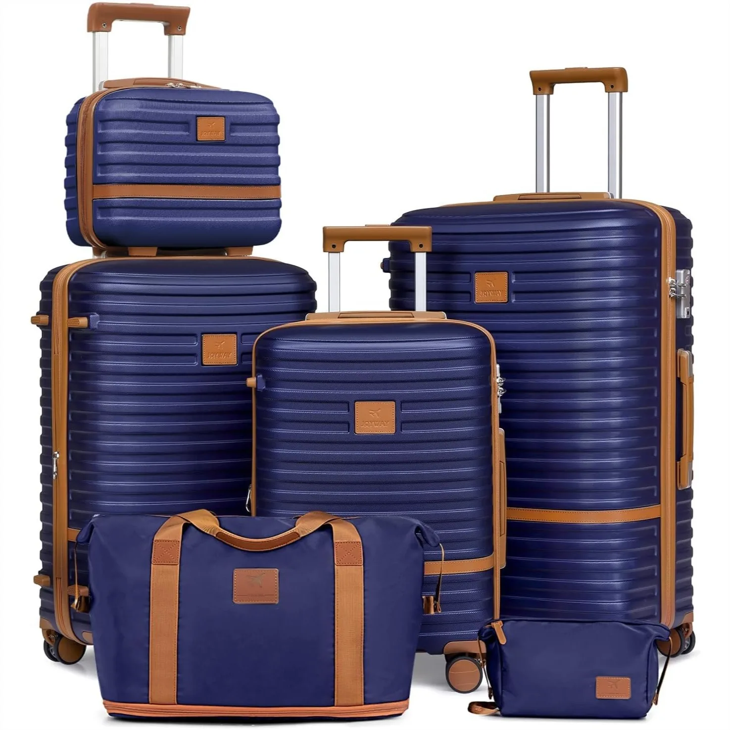 

Luggage Set 3 Piece Hardside Suitcase with Spinner Wheels Expandable TSA Lock 20 24 28 Navy Brown
