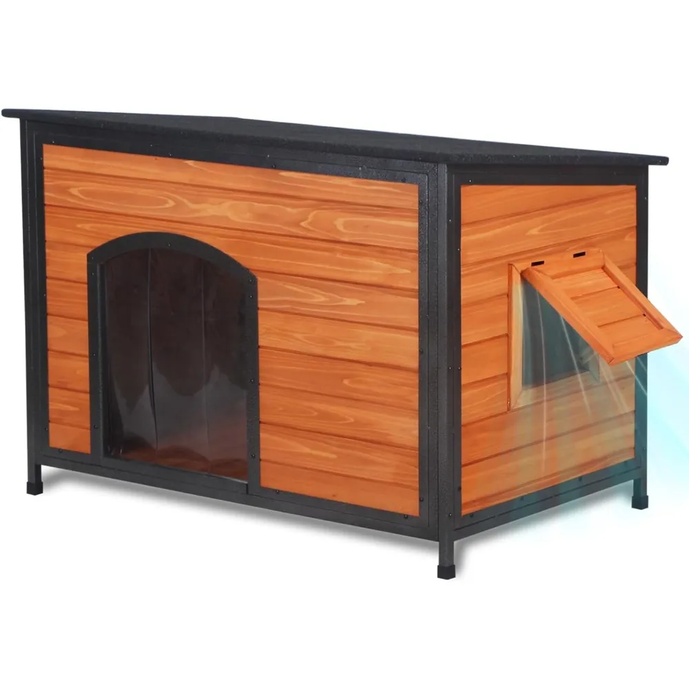 

Dog House Outdoor Weatherproof 43.3 L Chew Proof Dog Kennel for Small Medium Large Dogs with Strong Metal Chew Proof Frame Raise