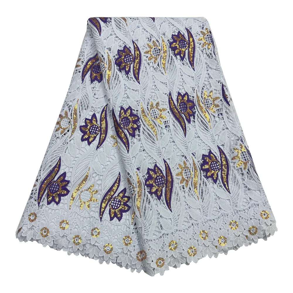 Французский красочный шнур, кружевная ткань, 5 ярдов, женский сетчатый материал для шитья свадебного платья, элегантное водорастворимое шнуровое кружево с блестками