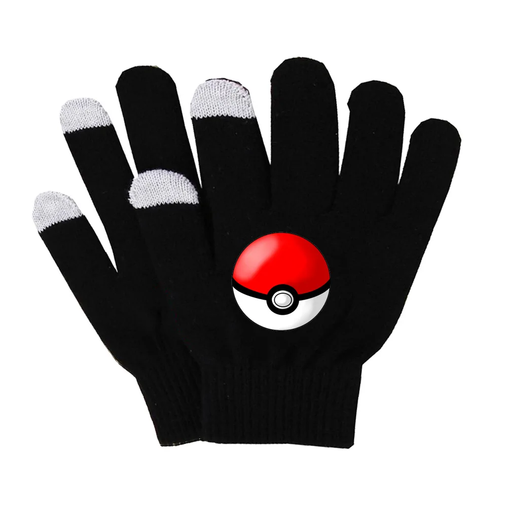 Rękawiczki z dzianiny Pokémon Cartoon Figure Peripheral Kawaii Lightning Mouse Warm Cycling Touch Screen Glove Zimowe akcesoria Prezenty