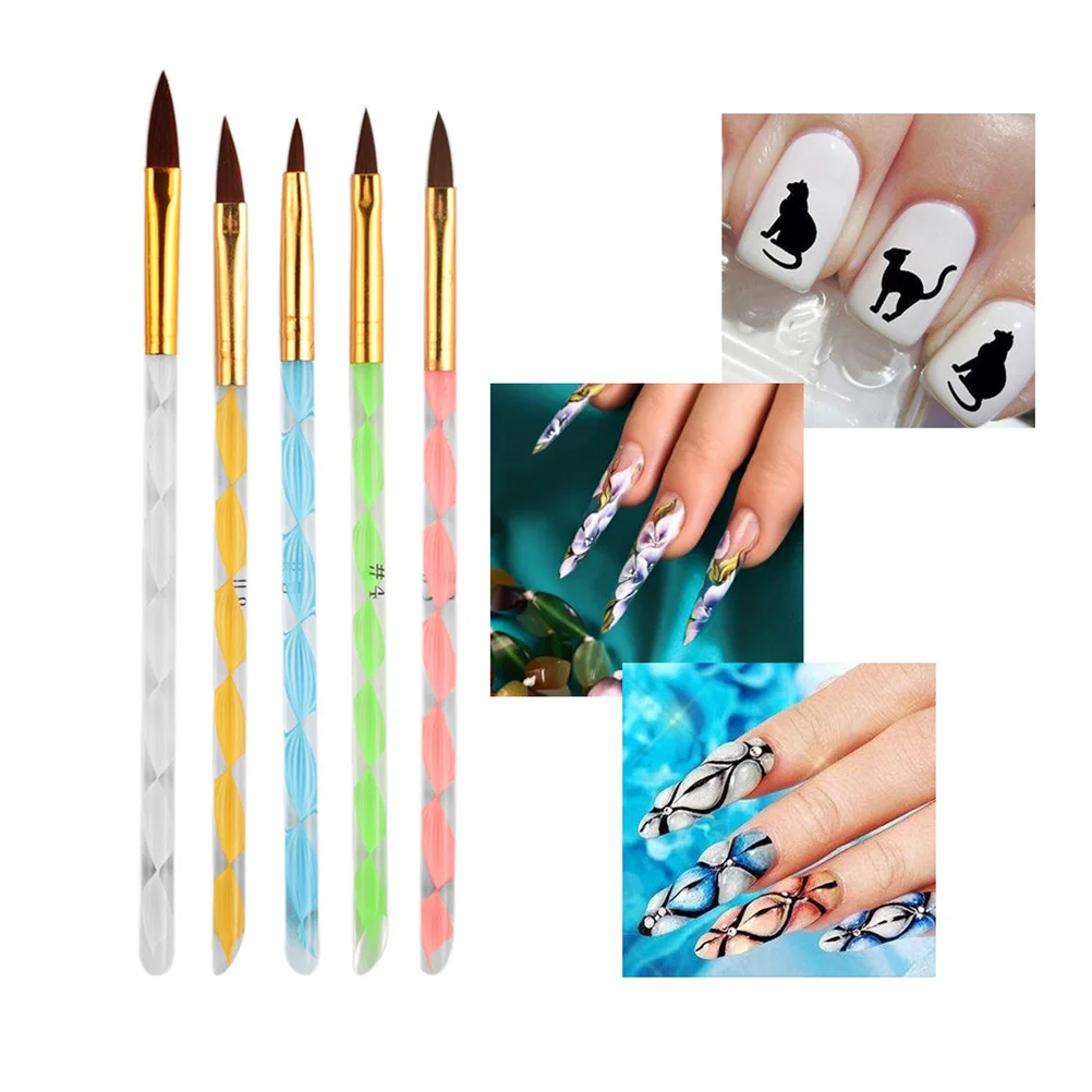 Bolígrafos para decoración de uñas, pinceles profesionales duraderos para dibujar manicura, accesorios de pintura de uñas en Gel Uv, bolígrafos para manicura, 5 uds.