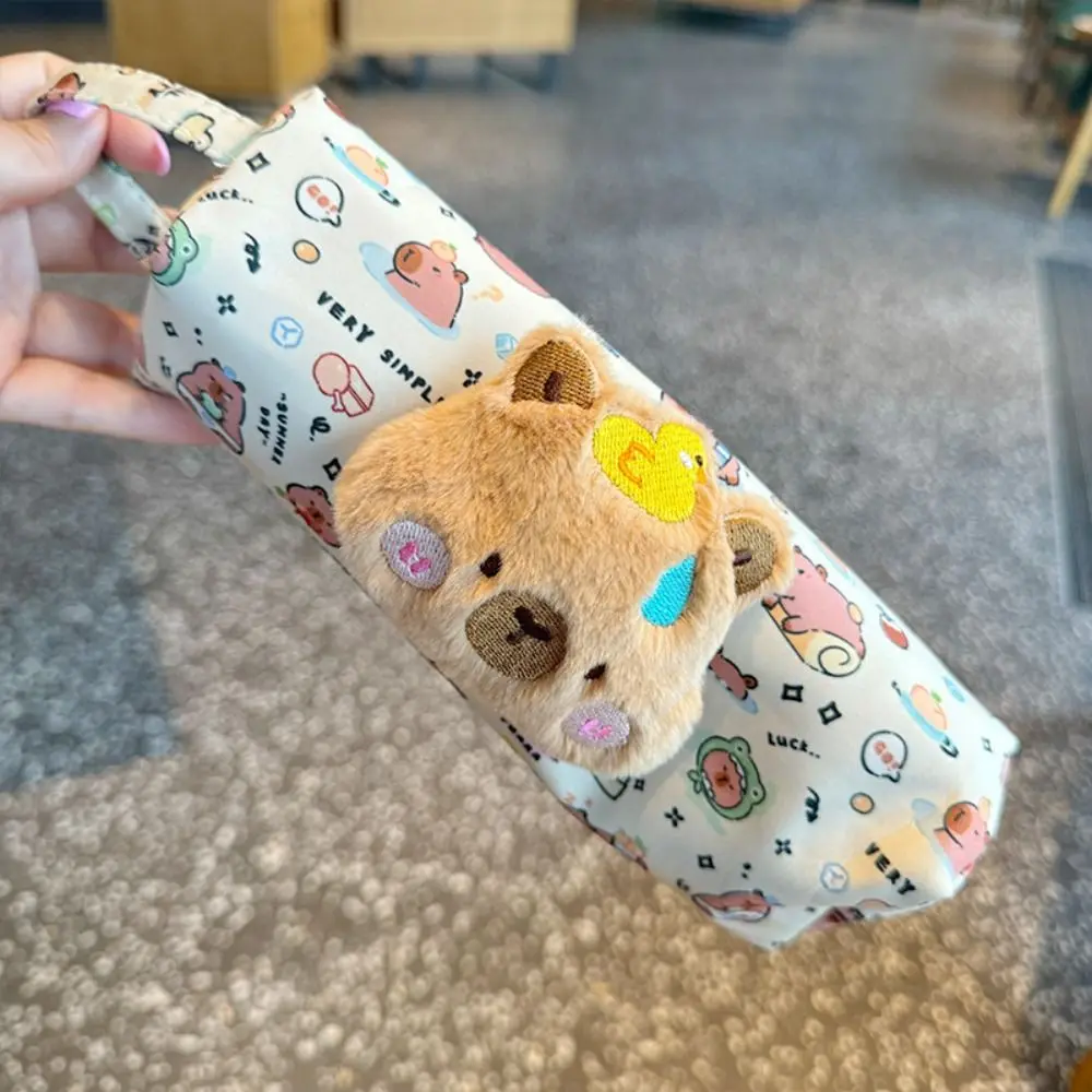 Capybara Cartoon Print Pencil Case Zipper Large Capacity Pen Bag Multi-functional Stationery Storage Pouch for Student Gift