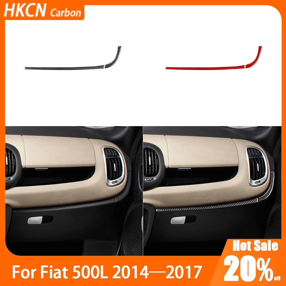 

Carbon Fiber Copilot Gloove Storage Box Decorative Strips Car Accessories Interior Cover Trim Sticker For Fiat 500L 2014—2017