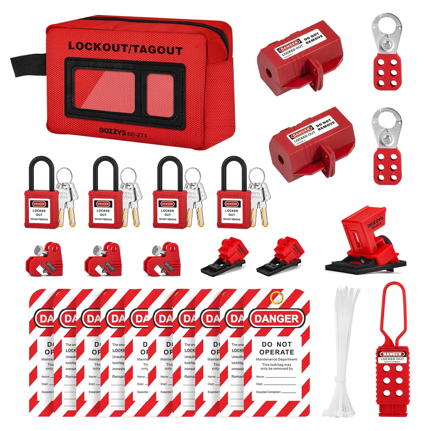 

BOZZYS Electrical Lcokout Tagout Kit-26 Pack Safety Loto pad Locks Device for Circuit Breaker Plug Lock Out tag Out(BD-ZTI-KIT2)