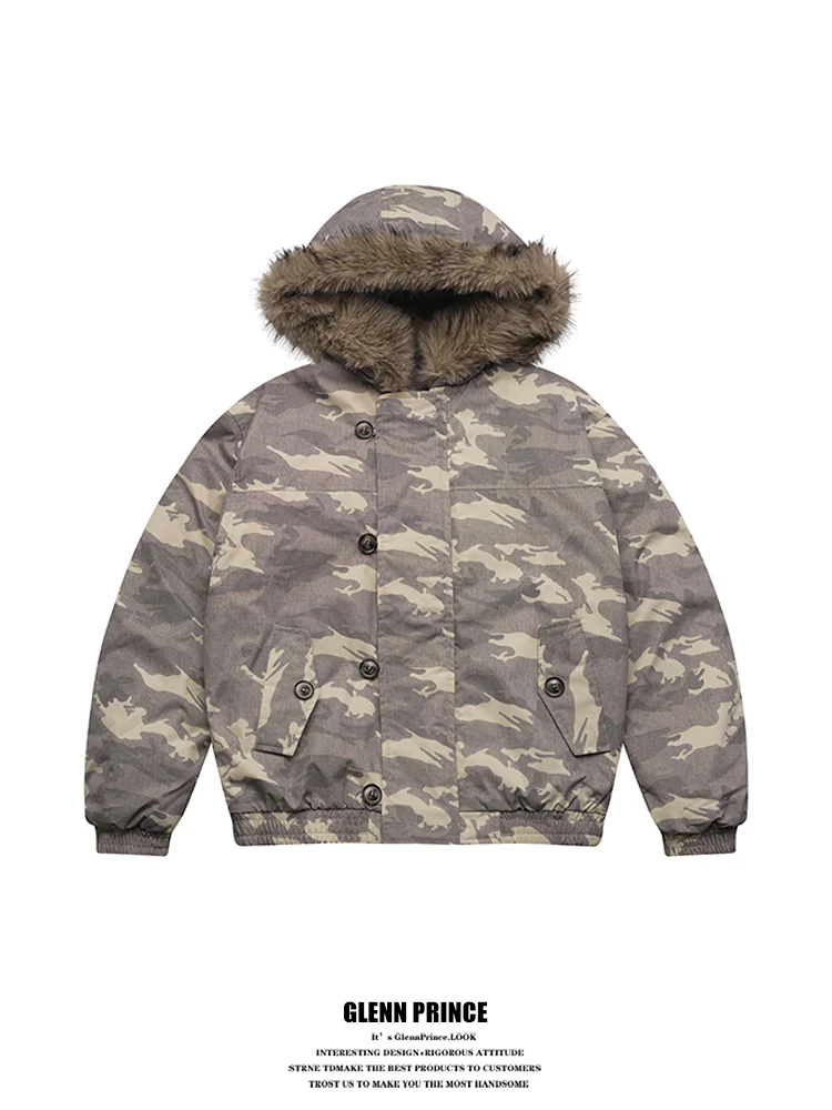 

Зимняя утепленная парка GPstudio Camouflage MA для мужчин, рабочая куртка из хлопка с меховым воротником, в американском стиле casual