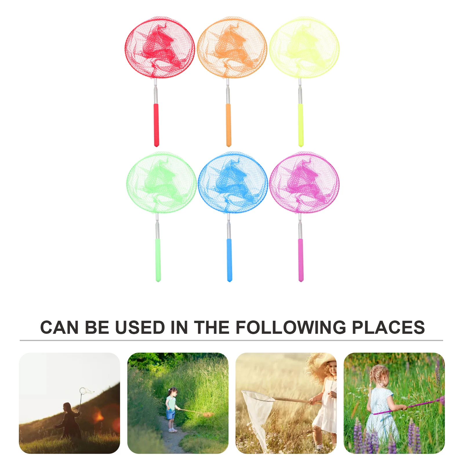 

6pcs Insect Catching Nets Portable Telescopic Bug Catcher Kit Kids Tools Butterfly Dragonfly Bee Nylon Stainless Steel