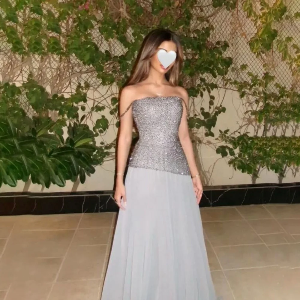 

Модное романтическое платье для выпускного вечера, очаровательное вечернее платье с блестками и бисером, длиной до пола, с вырезом лодочкой, платье для красной ковровой дорожки, роскошное платье 2025 г.