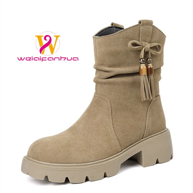 Velvet Leather Short Boots - Thick-soled, Anti-slip and Warm Short Boots for Women, Fashionable and Casual Chelsea Boots