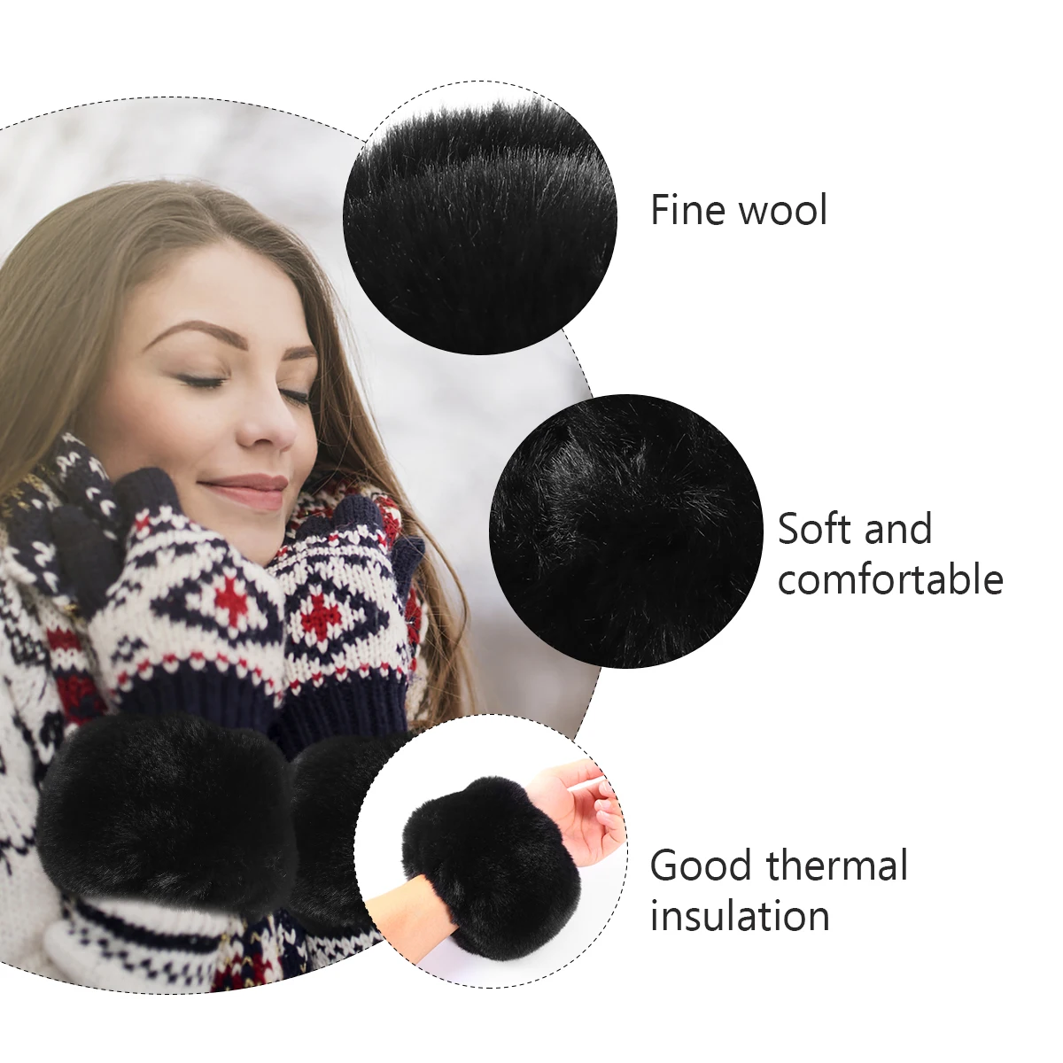 1 زوج الأصفاد المعصم فو تدفئة سميكة الشتاء الذراع يفشل للنساء المألوف فروي اليد اكسسوارات الطقس البارد الزي محسن #4