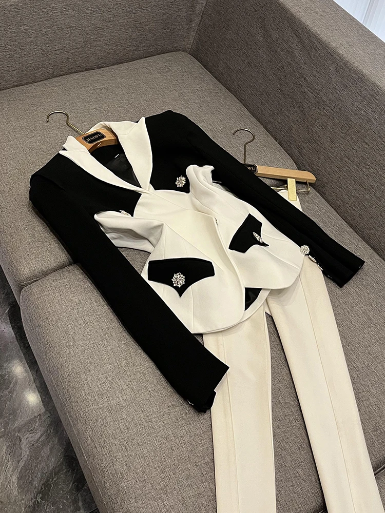 

Приталенный хлопковый костюм с ромбовидной пуговицей, верхняя одежда Jaet, новинка Faion Color Blo Celebri Sle Long Sve, офисные поездки на работу