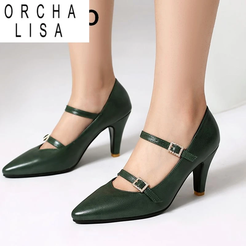

ORCHA LISA 2025 Новый дизайн Женские туфли-лодочки с острым носком на высоком каблуке 8,5 см с двойной пряжкой и ремешком 42 43 44 45 46 Сексуальные вечерние свадебные туфли