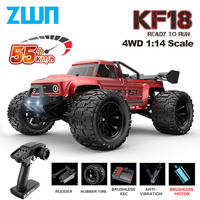 ZWN KF18 1:14 Brushless RC Car With LED Light Professional 4WD 2.4G Remote Control Off-road Monster Truck Toys for Children Gift