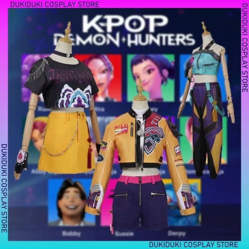 

Kpop охотники на демонов Руми Зои Мира косплей костюм охотницы наряд на Хэллоуин карнавальная ролевая игра для девочек униформа из фильма вечерние игры