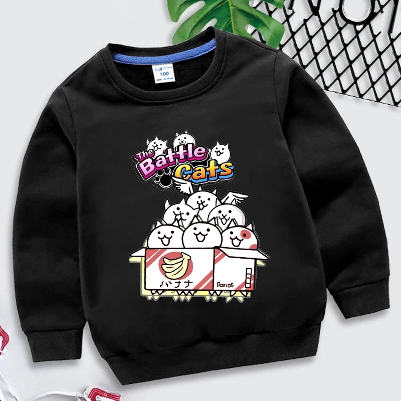 The Battle Cats Sweatshirts Autumn Kids Clothes 3 to 14 Years Girl Boy Crew Neck Casual Pullover Children Long Sleeve Sweatshirt