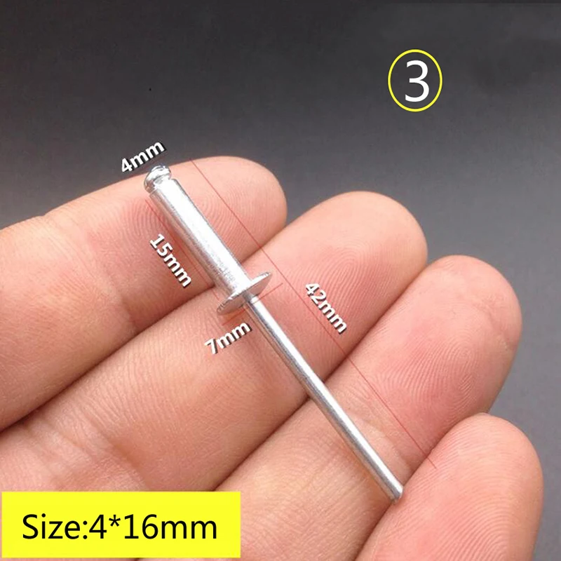 1KG/Box Pop Rivets Aluminium M3.2 M4 M5 Dome Head Blind Rivets Steel Shank Mandrel Exhaust Rivets