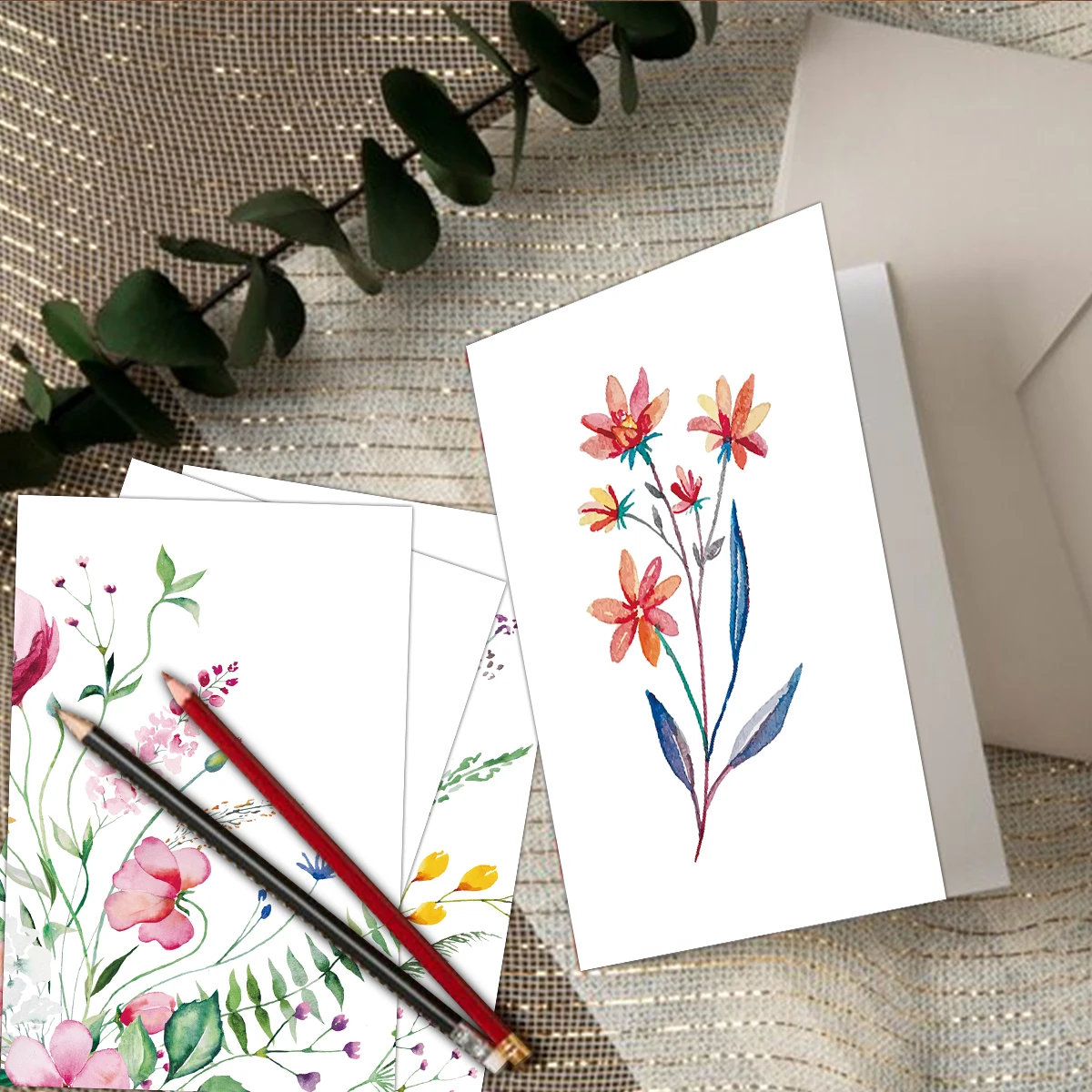 12 Stück Aquarell-Blumen-Grußkarten mit botanischem Design und Umschlägen für Dankeschön, Geburtstag, Hochzeit, Brautparty, alle Gelegenheiten – Detail 6