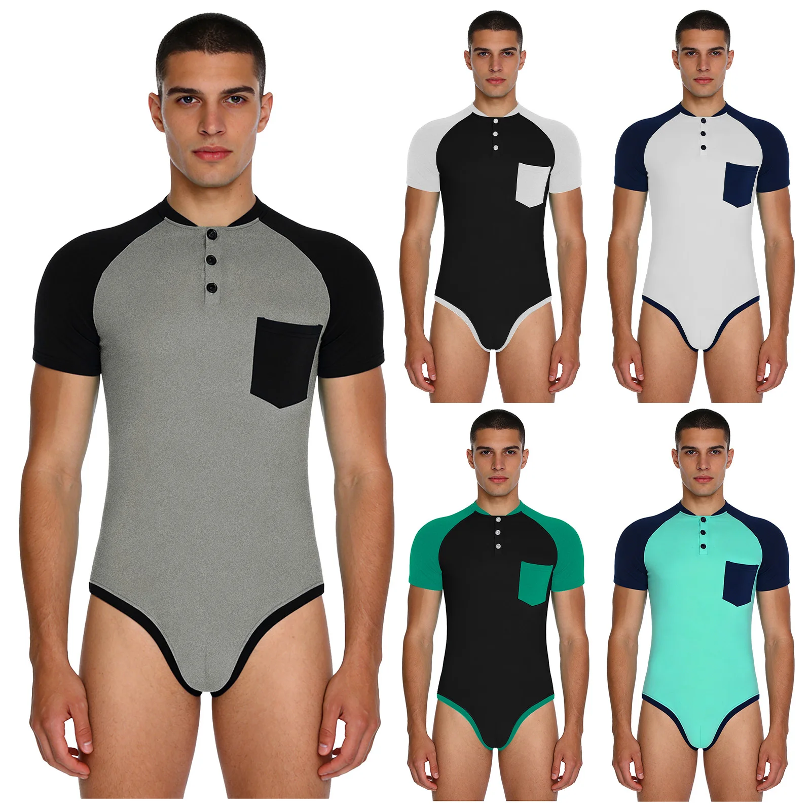 Erkekler Yetişkin Vücut Geliştirme Güreş Bodysuit Kısa Kollu Slim Fit Gömlek Tulum Günlük Rahat Egzersiz Spor Salonu Spor Kıyafetleri için