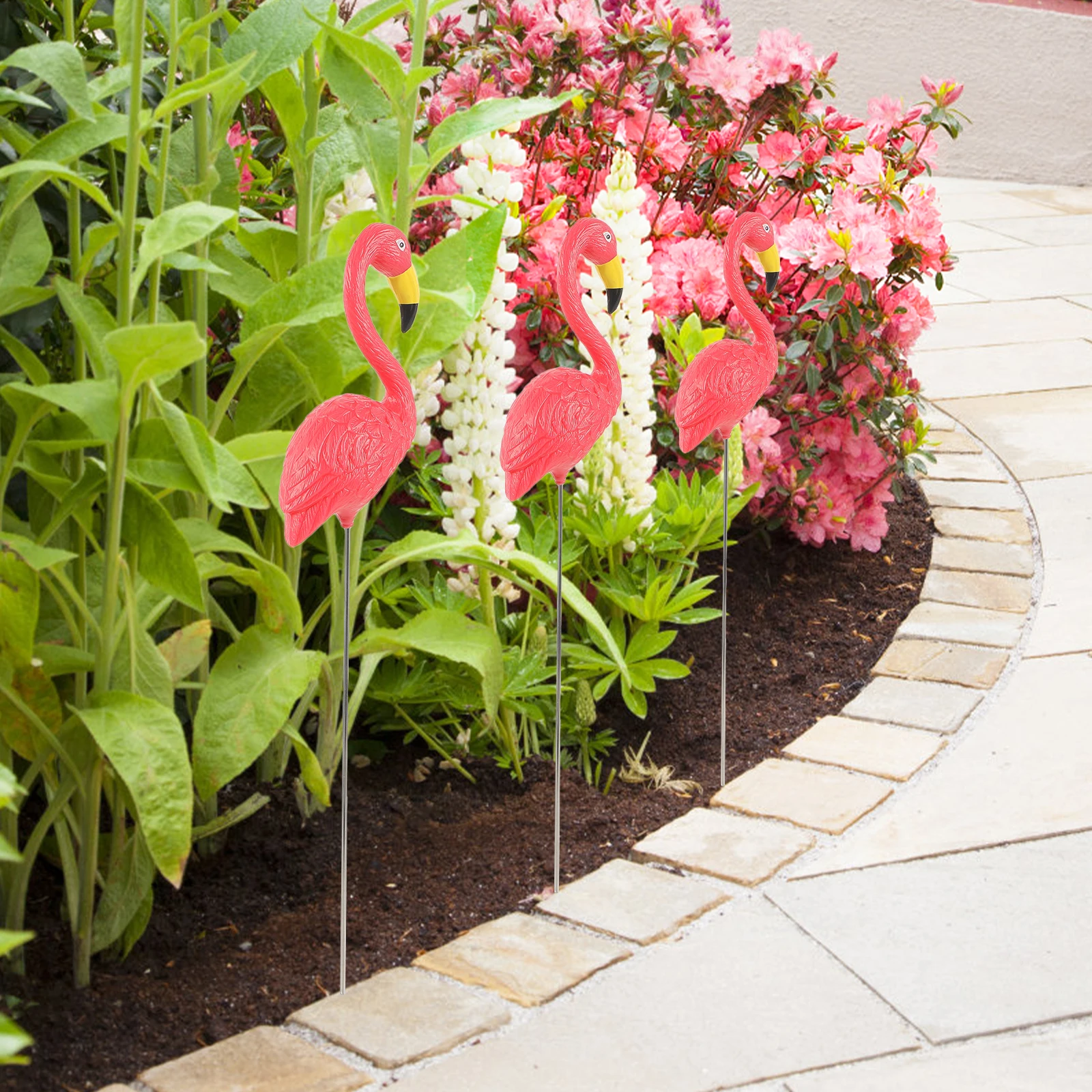 

Resin Yard Decoration Garden Ornament Lifelike Pink Flamingo Decor Outdoor Home Office Party Garden Resin Craft Micro Landscape