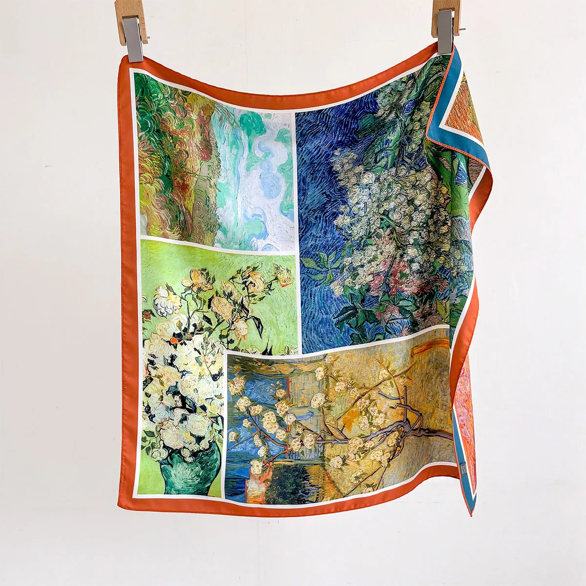 الوجهين طباعة وشاح فاخر تقليد الحرير ساحة وشاح المرأة منديل عصابات فولارد هيرباند رابطة عنق يلتف #4