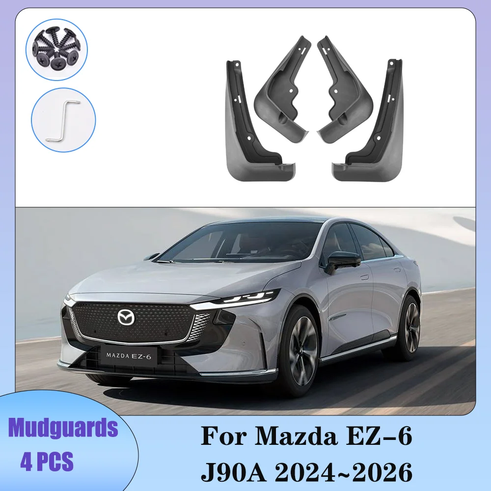 

Для Mazda EZ-6 6e J90A 2024 ~ 2026 2025 Автомобильные передние и задние колеса, брызговики, грязезащитные крышки, крылья, брызговики, аксессуары