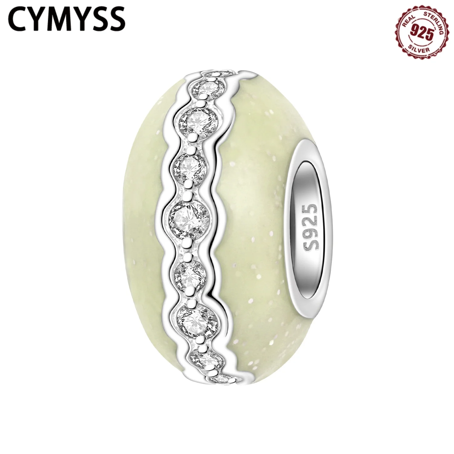 

CYMYSS 2025 New 925 Sterling Silver Zircon Yellow Spacers Beads Boutique Birthday Party Jewellery Gifts Women's Spacers Beads