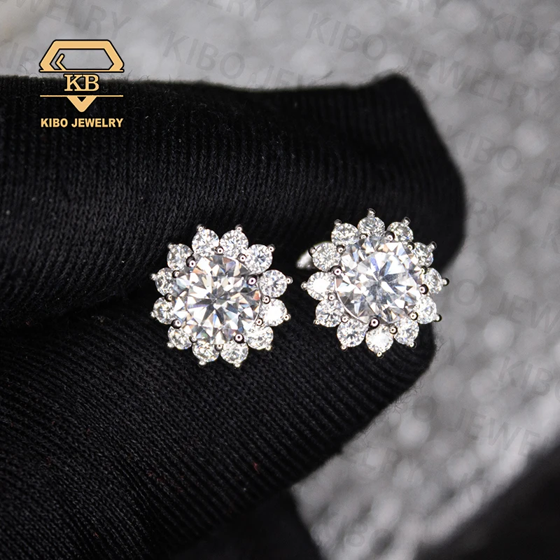 

Kibo luxury quality jewelry D Color Test Passed S925 Silver Women For Moissanite Studssunflower Earrings