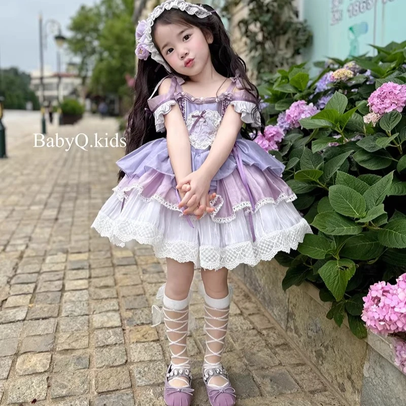 

Праздничное платье для девочек в стиле Ins, ручной работы, бутик-качество, свадебный наряд для девочек, платья в стиле Лолита, платье подружки невесты