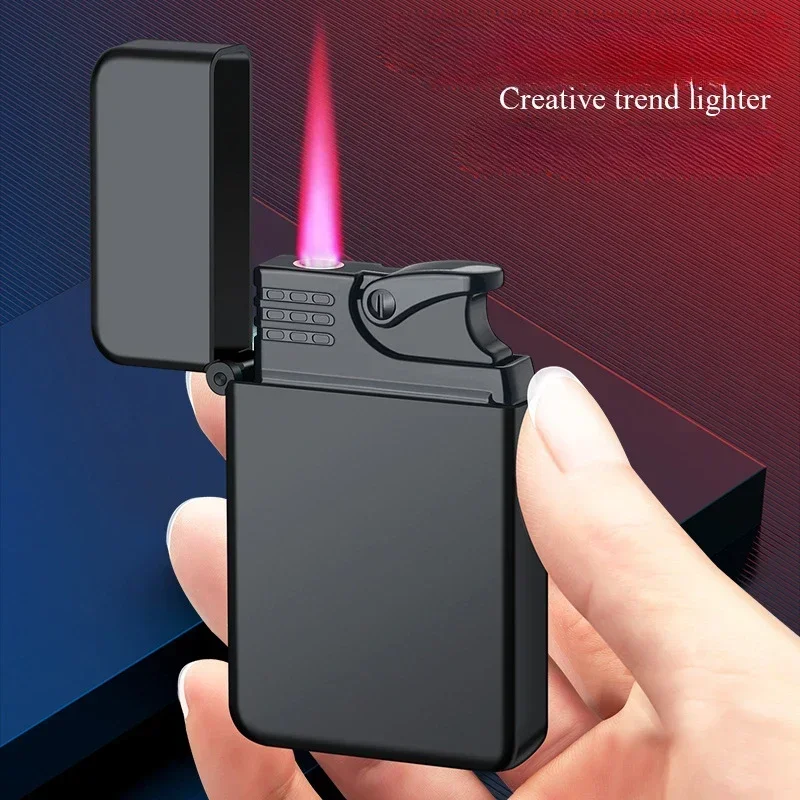 Creative Red Flame Turbo Jet Gas Lighter Metal Windproof Cigarette Lighter Cigarette Accessories Men\'s Gift