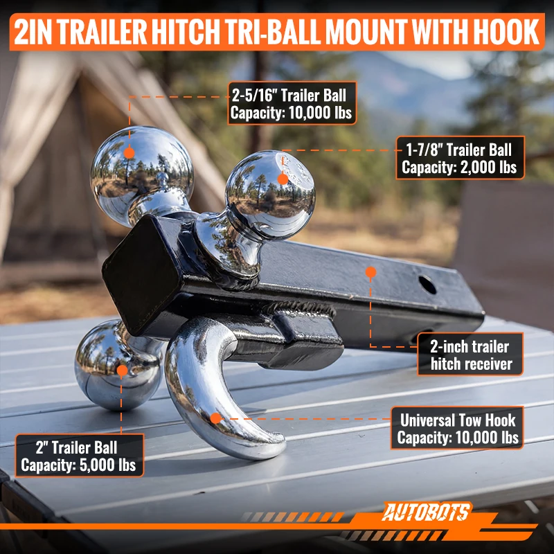 High Quality Three Position Trailer Single Hook Ball Joint Bracket with Hook Triple Three Ball Trailer Hook Receiver