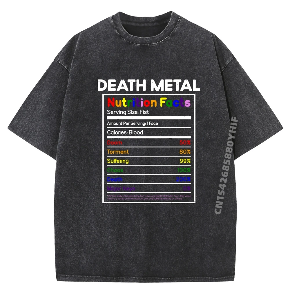 

Leisure Nutrition Facts Black Dark Mens Korean Fashion Men's T-Shirts Geek Graphic Tees Unisex Washed Shirt