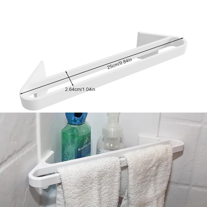 

Caravan Plastic Towel Rack RV Shower Corner Shelf With Double Towel Bar RV Camping Motorhome Bathroom Towel Cloth Storage Rack
