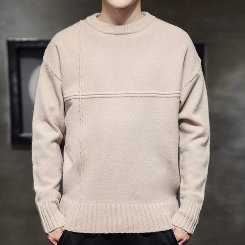 2023 Autumn New Slim Fit Round Neck Pullover Solid Color Knitted Sweater Long Sleeve Men's Knitwear O-neck Pullovers A32