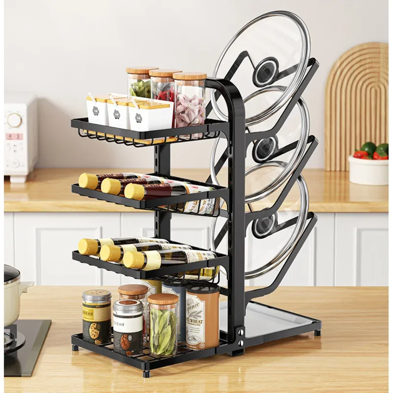 Multifunctional Lid Holder Multi-layer Kitchen Organizer Stable Load-bearing Storage Baskets Highly Regulated Shelf for Spices