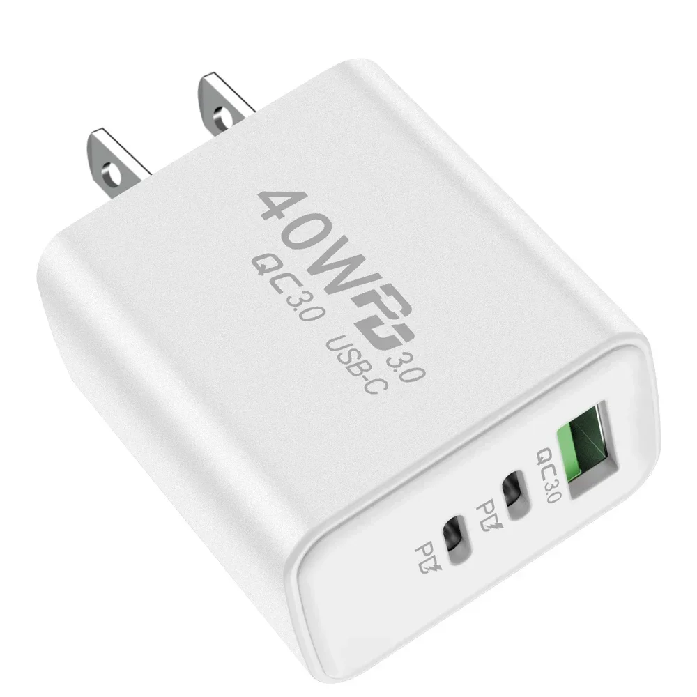 USB-C-Ladegerät, 40 W, Handy, Typ C, PD, schnelles Aufladen, hohe Geschwindigkeit, Schnellladung 3.0, Wandadapter, mehrere Anschlüsse für iPhone Xiaomi