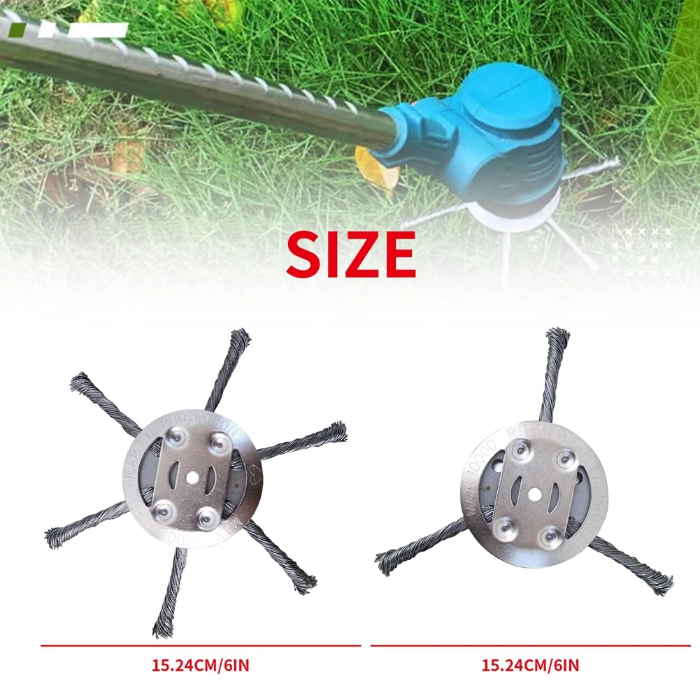 6 Inch Steel Wire Grass Trimmer Heads, Trimmer Head Grass Strimmer Steel Wire Wheel Mower Weed Brush Cutter