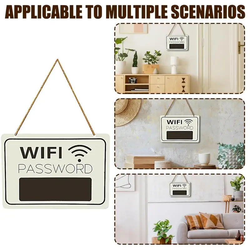 Wifi Password Sign Wall Hanging Wooden Plaque Notice Board Signage Single-sided Chalkboard Wifi Sticker For home Table Stand