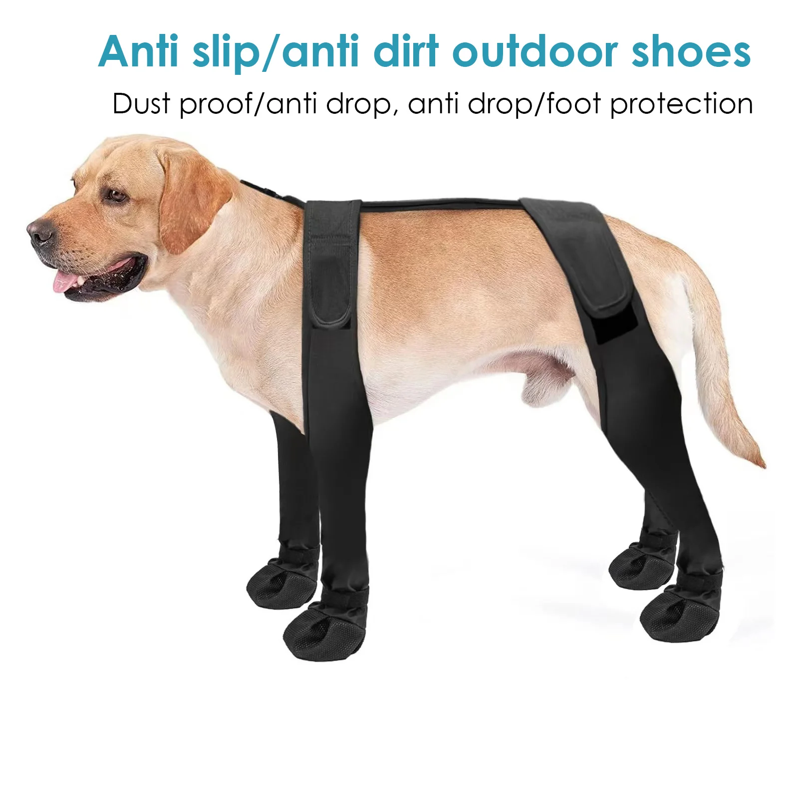 Dog Suspender Boots Waterproof Paw Protectors Non-slip Pets Paws Protector Adjustable Walking Shoes Booties Dog Outdoor supplies