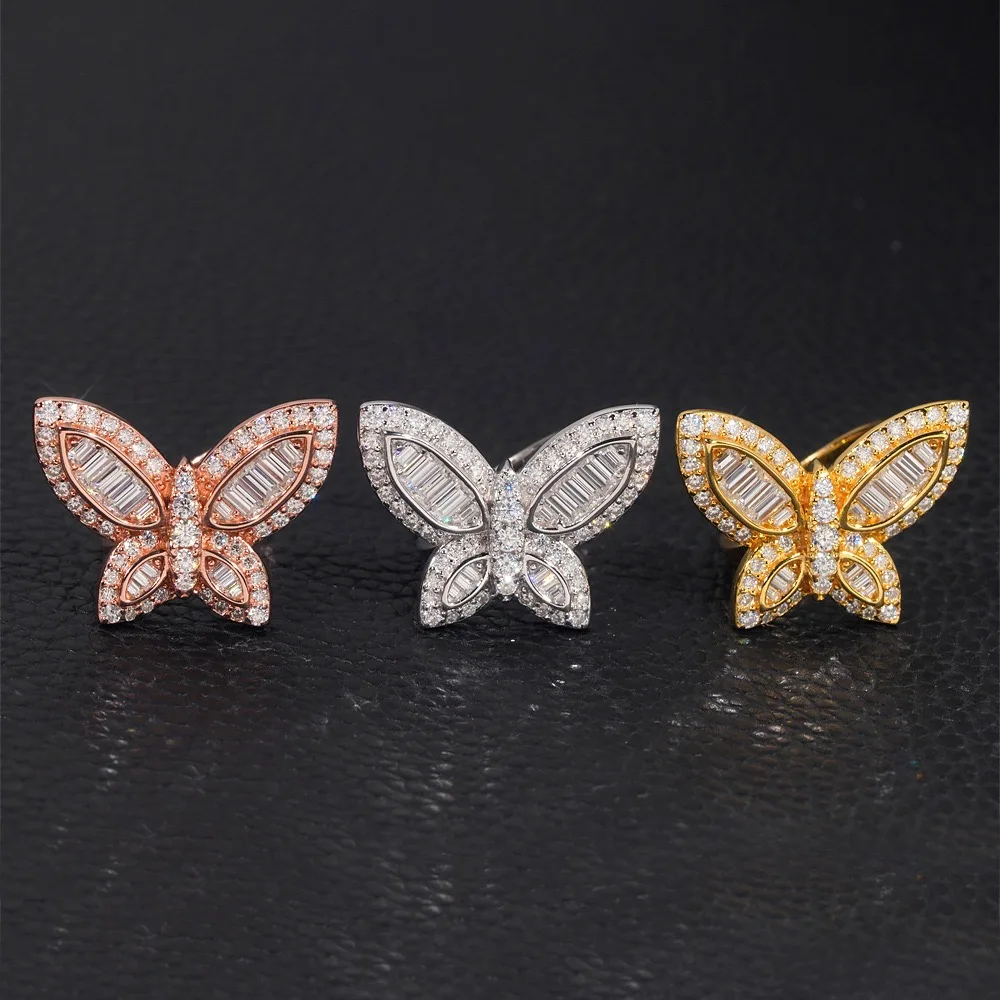 

Butterfly Moissanite D Color Ring For Woman S925 Sterling Silver Jewelry Gift