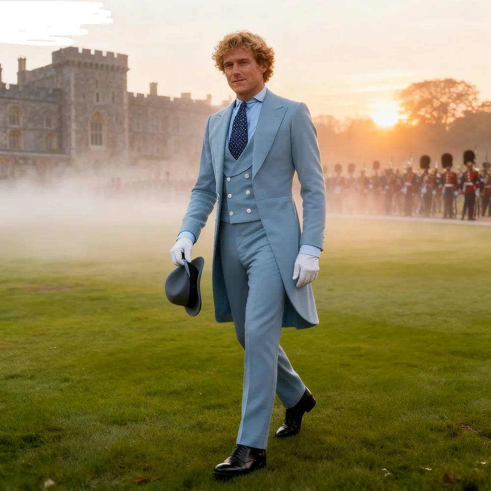 

3 Piece Long Formal Men's Suit for Wedding Solid Color Smoking Suit for Graduation Dance Matching Outfit Set