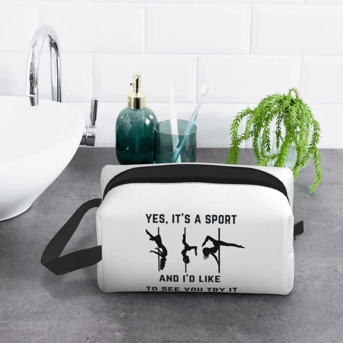 

Yes, It's A Sport - Pole Dance Design Makeup Bag Cosmetic Organizer Storage Dopp Kit Toiletry Cosmetic Bag for Women Beauty