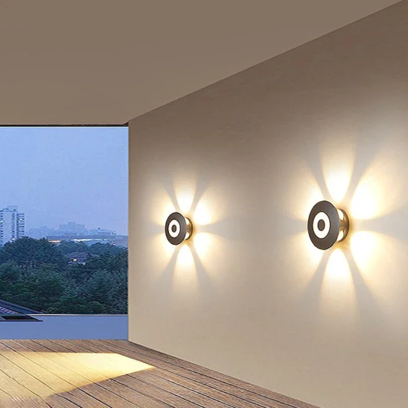 Multi lâmpada luz de cabelo lâmpadas de parede pátio decoração de casa luzes internas e externas 6 lente pétala lâmpada de parede 85-265v paisagem