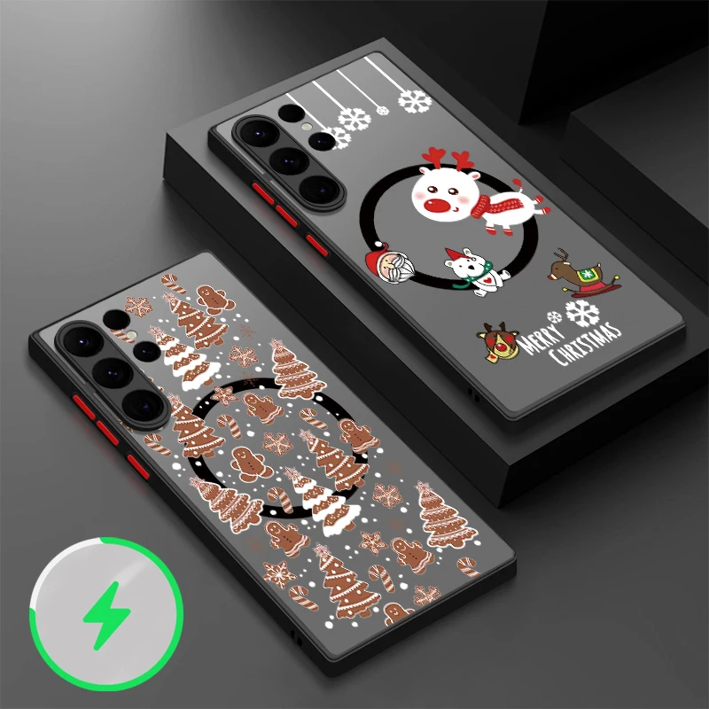 Weihnachten Muster Telefon Fall Für Samsung Galaxy S25 Rand S24 Plus S23 S22 Ultra S24 S25 FE A56 A36 A26 a16 A55 A15 Magnet Abdeckung